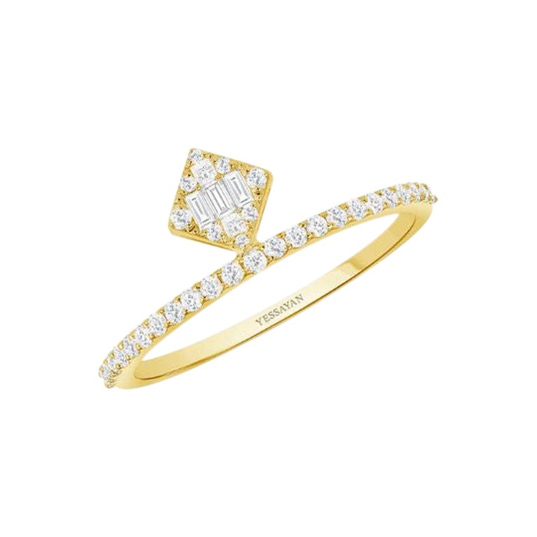 Customizable Thin Diamond Band with Ornament in 18K Yellow Gold For