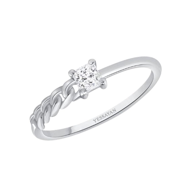 Pulsera fina de cadena cubana de oro blanco de 18 quilates