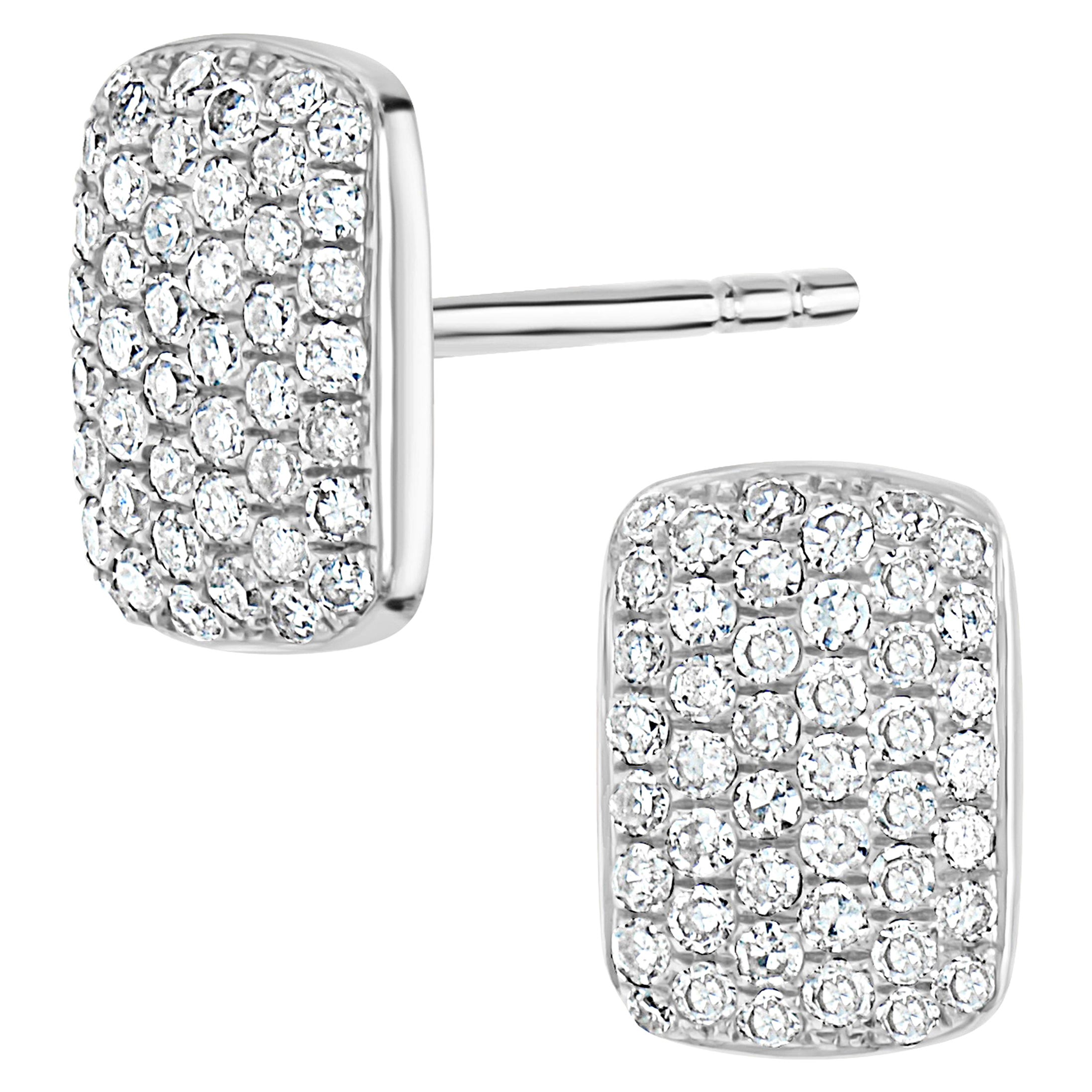 Luxle 0.40 Cts Pave Diamond Pear Stud Earring in 18k White Gold For