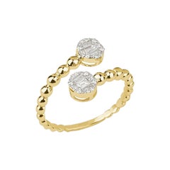 Bague à double anneau de perles en or jaune 18 carats et diamants