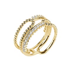 Diamond Beaded Band Ring in 18K Yellow Gold
