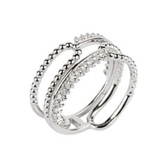 Bague à anneau en or blanc 18 carats avec perles de diamants