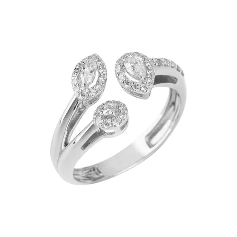 Trio Diamond Ring in 18K White Gold