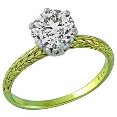Antique 1.50 Carat GIA Cert Diamond Gold Solitaire Engagement Ring 9
