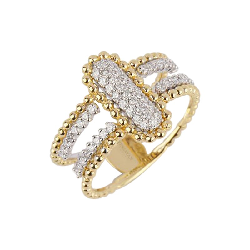 For Sale:  Double Layer Yellow Gold & Diamond Ring