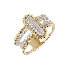 Double Layer Yellow Gold & Diamond Ring