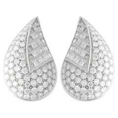 Retro Italian 6.63 Carat Diamond and Platinum Earrings, Circa 1980