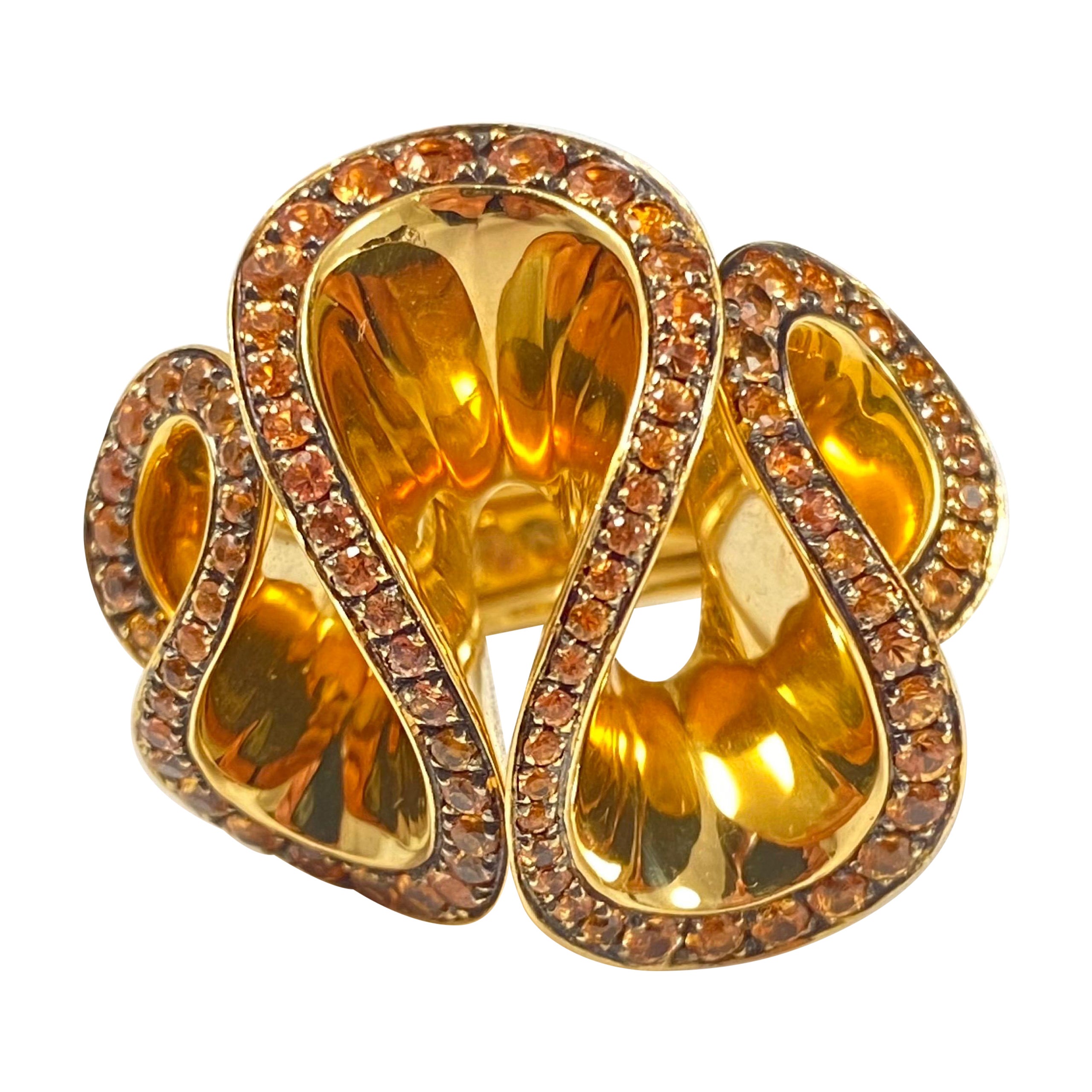 de GRISOGONO Zingana Round Yellow Sapphire Abstract Cocktail Ring Yellow Gold