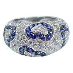 de GRISOGONO Coeur Sapphire Diamond Heart Pave Bombe Cocktail Ring White Gold