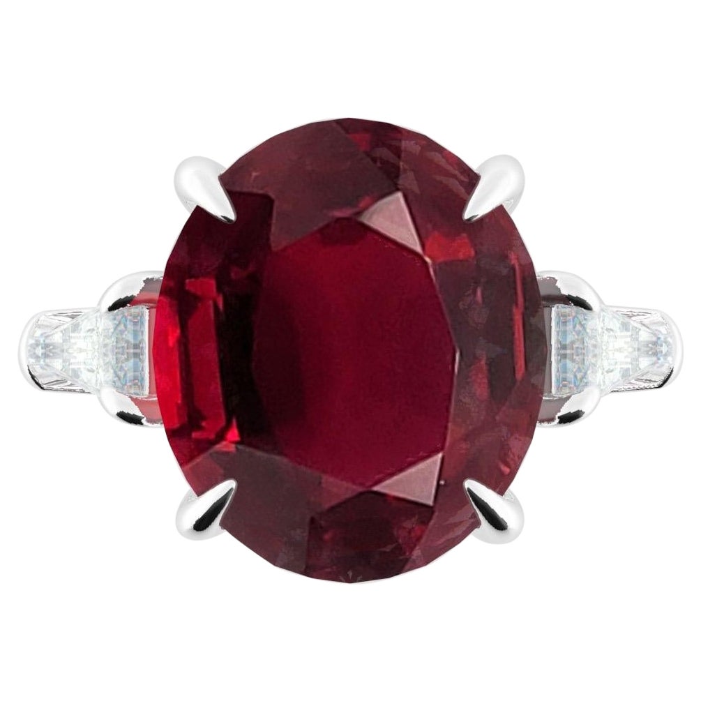 Emilio Jewelry Certified 6.90 Carat Ruby Diamond Ring  For Sale