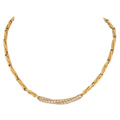 Bvlgari 18k Yellow Gold Vintage Diamond Chain with a Twist Design Necklace