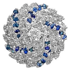 3.00 Carat Diamond Blue Sapphire Cocktail Ring