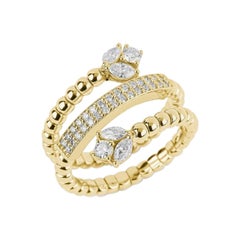 Spiral Diamond Ring in 18K Yellow & White Gold