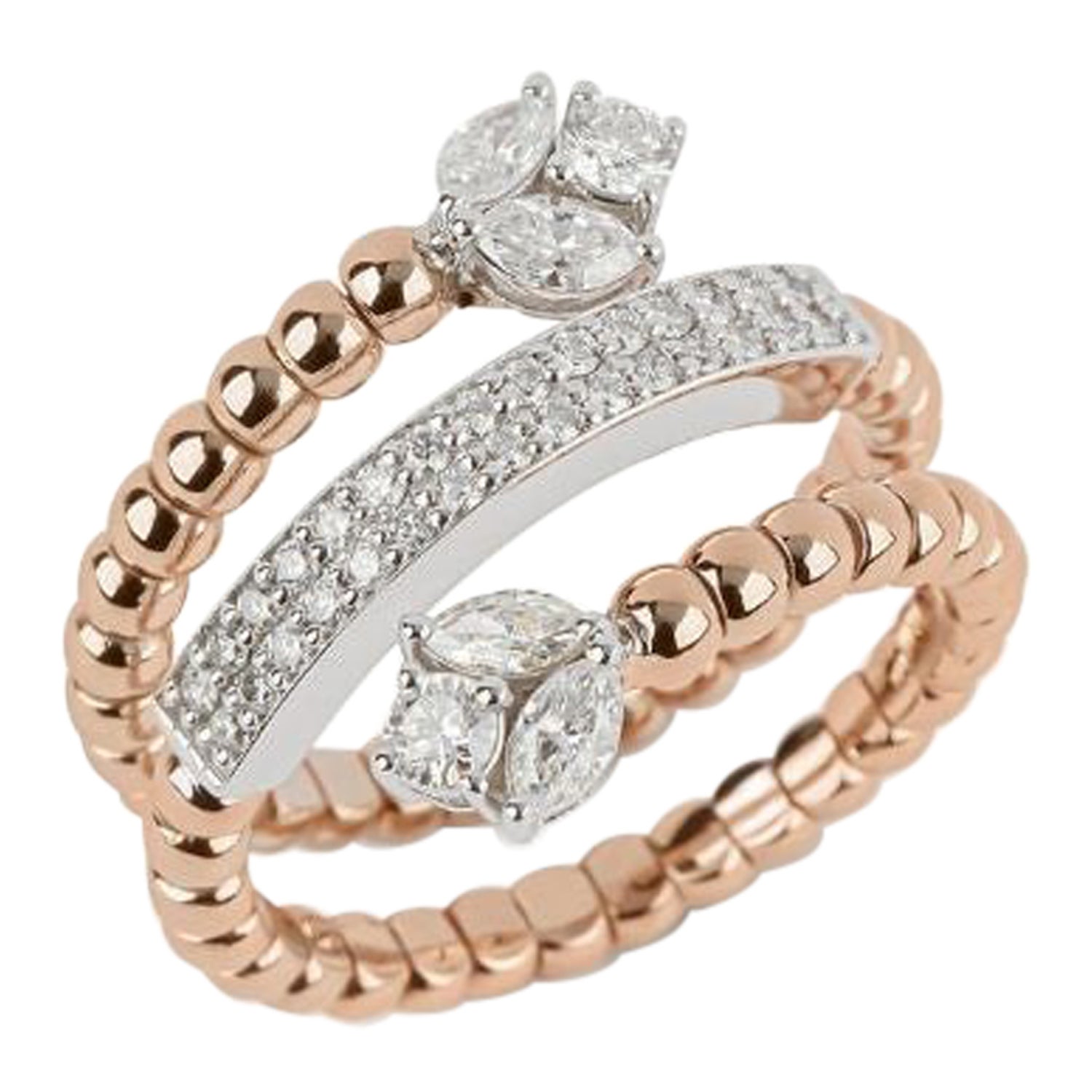 Customizable Spiral Diamond Ring in 18K Rose Gold For Sale at 1stDibs