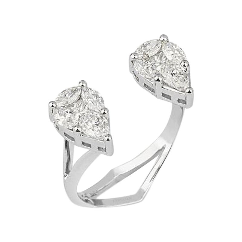 For Sale:  Double Illusion Diamond Ring in 18K White Gold
