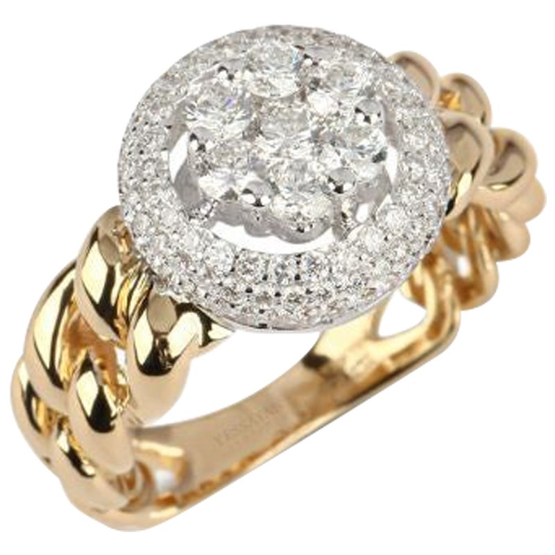 For Sale:  Yessayan Cuban Chain Band Diamond Ring in 18K Yellow Gold