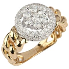 Yessayan Cuban Chain Band Diamond Ring in 18K Yellow Gold