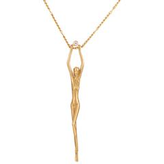 Retro Carrera y Carrera Diamond Gold Nude Figure Pendant Necklace