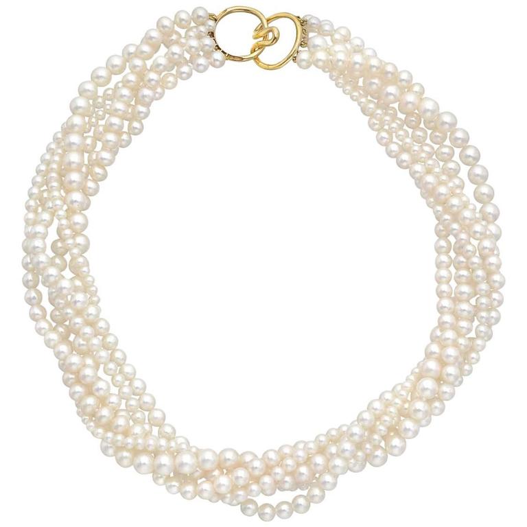 SixStrand Pearl Torsade Necklace at 1stDibs