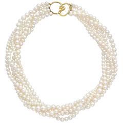 Six-Strand Pearl Torsade Necklace
