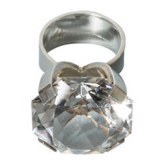 Silver and Rock Crystal Ring by Waldemar Jonsson, Sweden, 1969