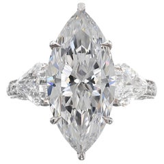 Flawless GIA Certified 2 Carat D Color Marquise Diamond Solitaire Ring