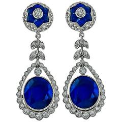 Saphir-Diamant-Gold-Tropfen-Ohrringe