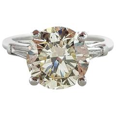 3.51 Carat Diamond Platinum Three Stone Ring