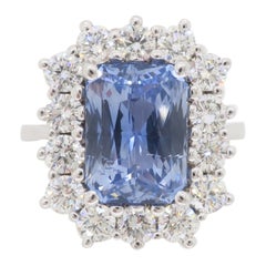 GIA Certified Unheated Blue Sapphire & Diamond Ring