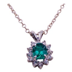 .56 Carat Emerald Diamond White Gold Pendant
