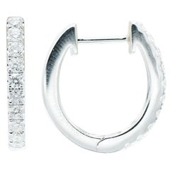 Used Diamond Hoop Earrings 0.82 Carats 14 Karat White Gold 2.9 Grams