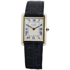 Cartier Sterling Silver Tank Automatic Wristwatch