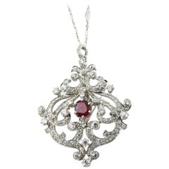 Black Starr and Frost Belle Epoque Spinel Diamond Pendant Brooch