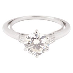 Certified Solitaire Diamond 1.30 Carats H/SI Platinum & 18 Carat White Gold Ring