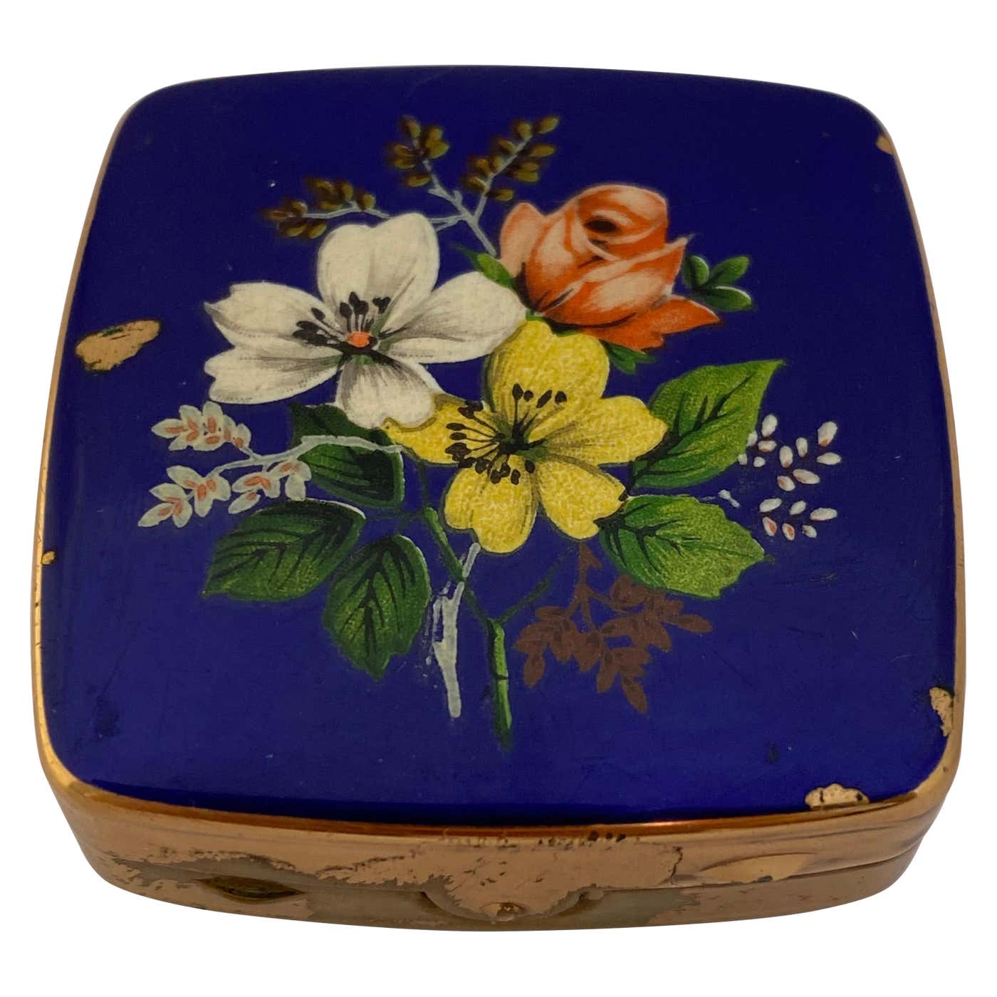 Vintage Gold Plated and Enamel Pill Box For Sale at 1stDibs | stratton ...