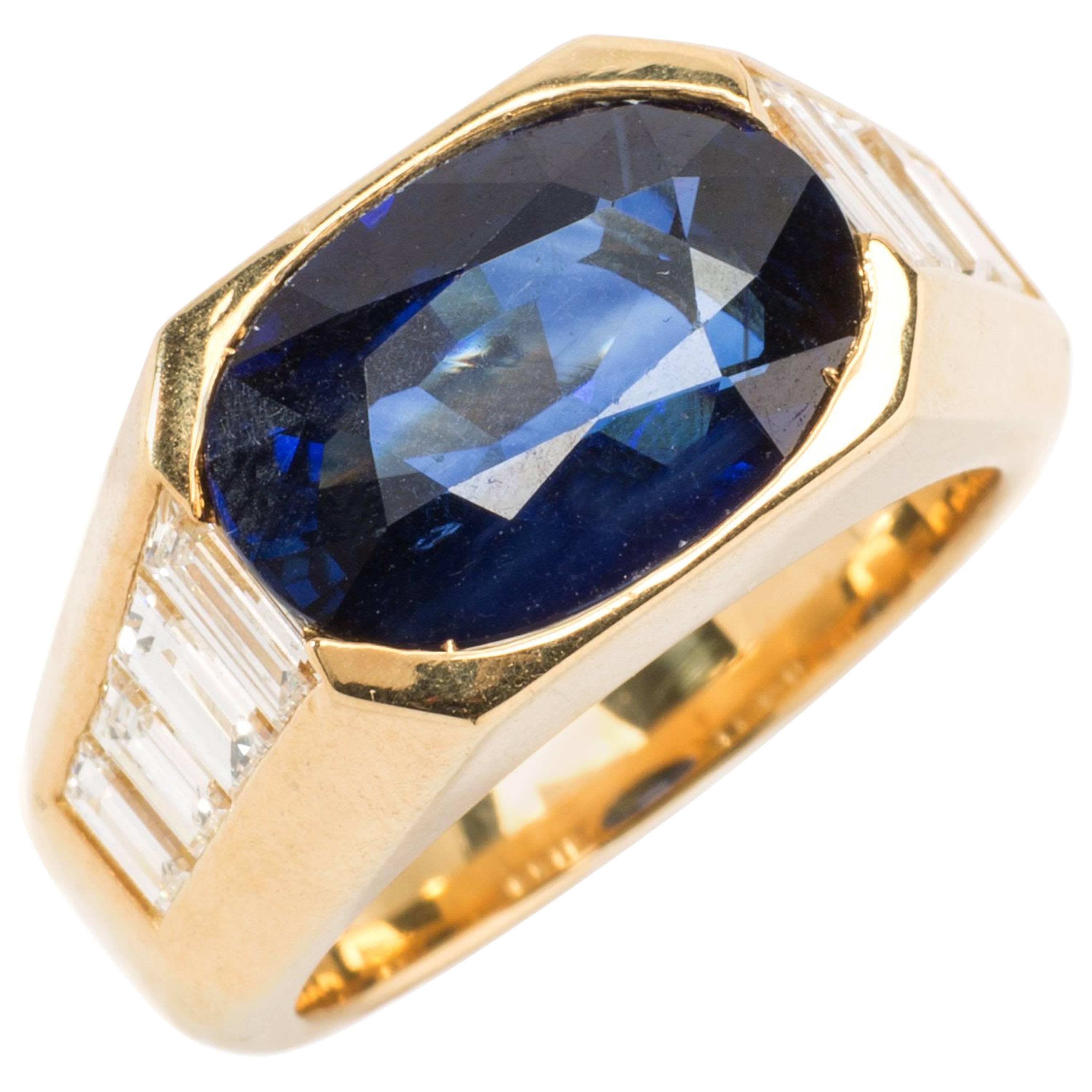 Sapphire Diamond Gold Cocktail Ring For Sale
