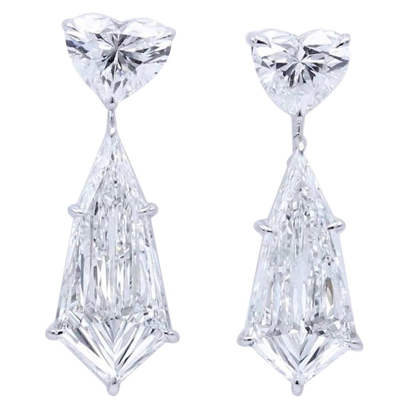 Emilio Jewelry GIA Certified 14.38 Carat Kite Heart Diamond Earrings