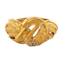 Carrera Y Carrera 18KT Yellow Gold Heron Ring with .05 Ct Diamond Wing