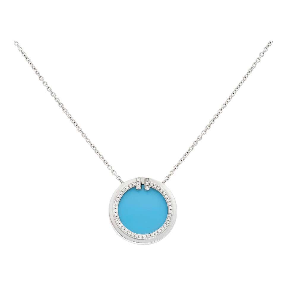 Tiffany and Co. Rare Turquoise Blue Box Diamond Platinum Pendant ...