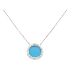 Tiffany & Co. Diamond and Turquoise Circle Pendant Necklace