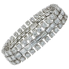 Vintage 1950s Important 35 Carats Diamonds Platinum Bracelet