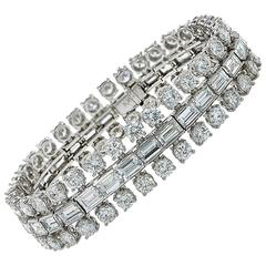 1950s Important 35 Carats Diamonds Platinum Bracelet 4