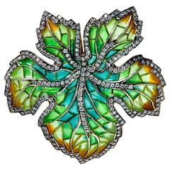 Plique a Jour Diamond Brooch 10