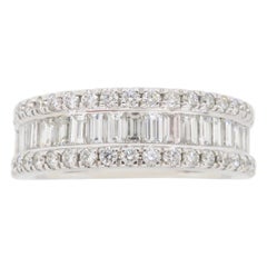 Baguette & Round Three Row Diamond Ring