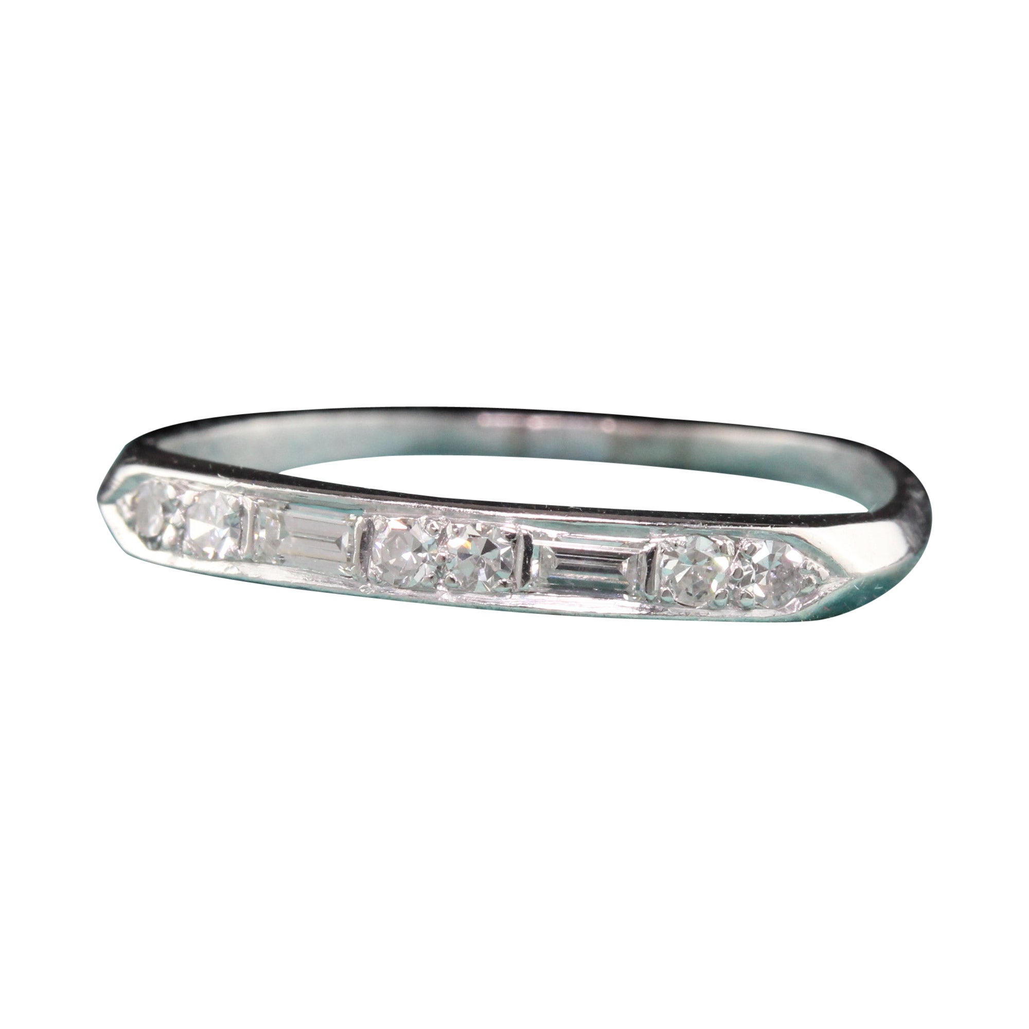 Platinum Baguette Diamond All Around Wedding Band For Sale at 1stDibs