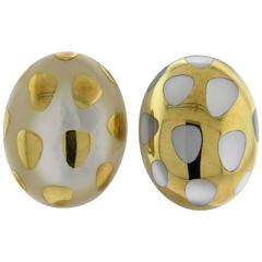 Tiffany & Co. Mother of Pearl Gold Positive Negative Earrings 