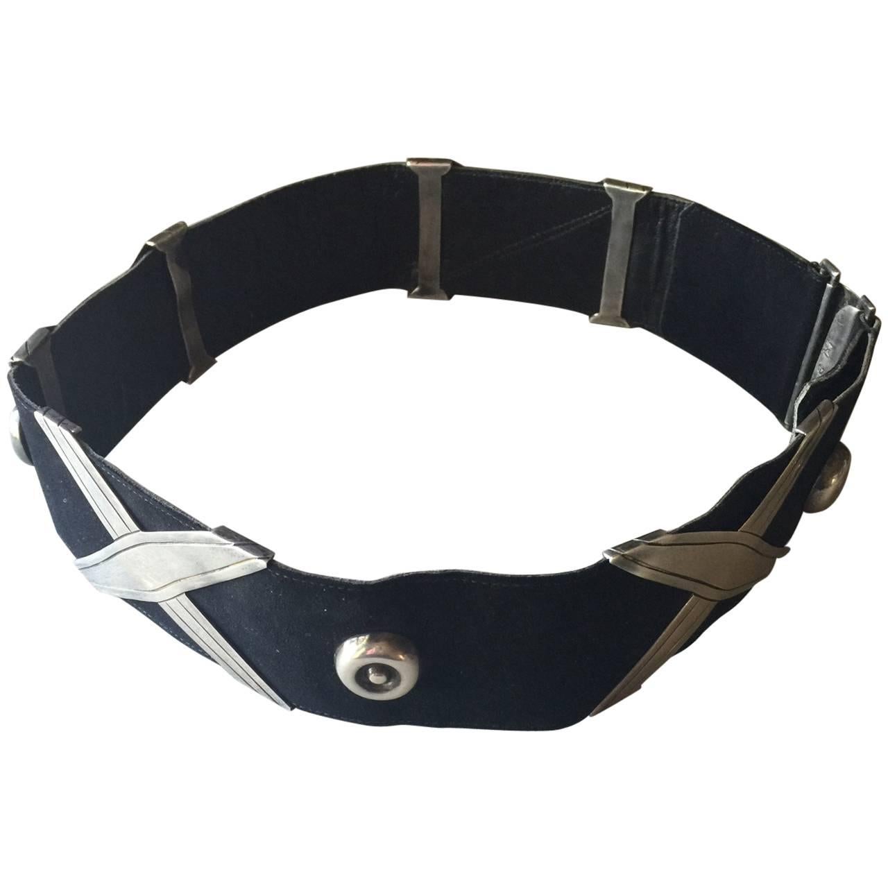 Hector Aquilar 940 Leather and Silver "Georgia O'Keefe" Belt