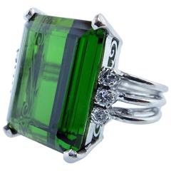 Great 12 Carat Tourmaline Diamond Gold Ring