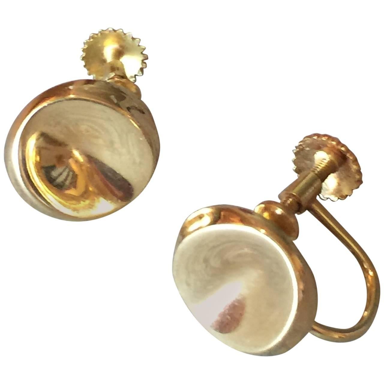 Georg Jensen Gold Earring No. 1136D by Nanna Ditzel For Sale