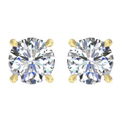 Harakh GIA Certified 0.54 Carat D Color VS1 Clarity 18 KT Diamond Stud Earrings